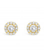 Diamond Cluster Earrings With A Centre Round Brilliant Cut Diamond Set in 18ct Yellow Gold. Tdw 0.33ct